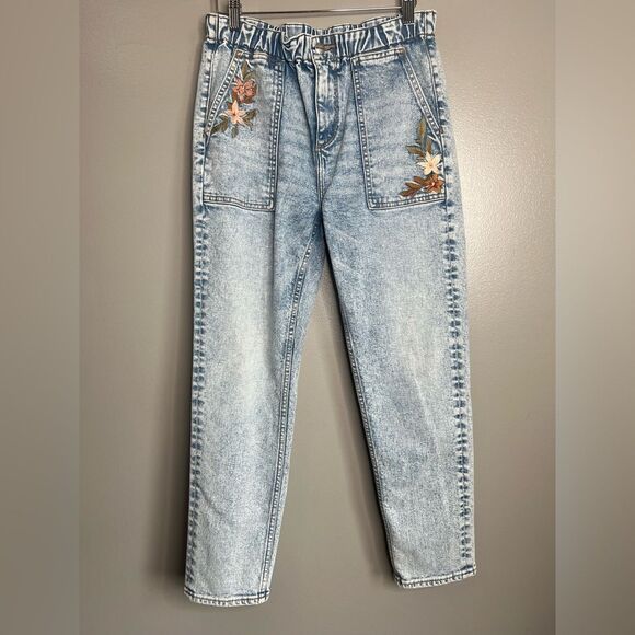 Driftwood Eliza bohemian floral embroidered ankle jeans size 26 boho hippie - Picture 1 of 8